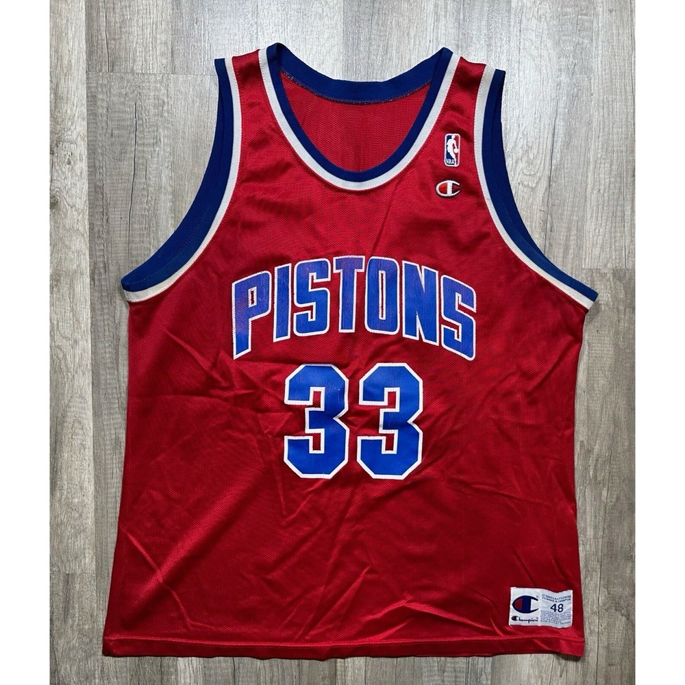 Men's Vintage 90s Champion Authentic Red Jersey Detroit Pistons Grant Hill Sz 48